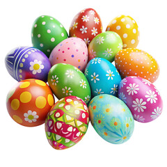Obraz premium A colorful collection of decorated easter eggs with various patterns and bright colors clustered together