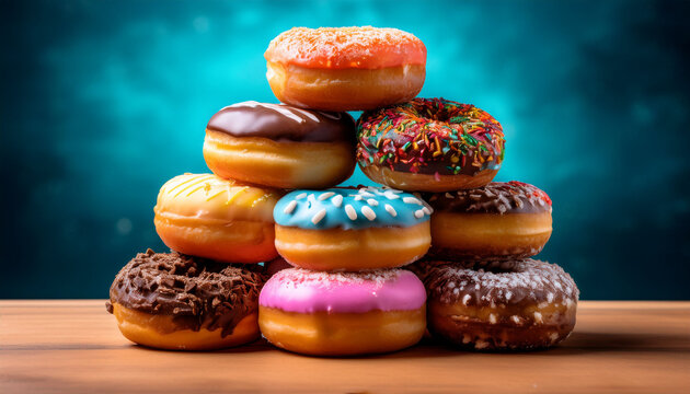 a towering stack of colorful mouthwatering donuts long title a decadent arrangement of assorted