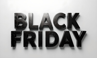 Bold Black Friday 3D Rendered Text on Clean White Background