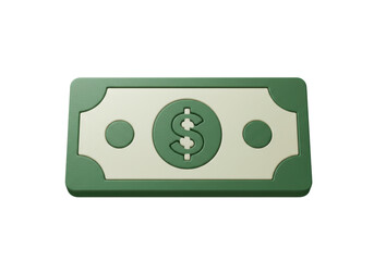 Isolated cartoon depiction of US one dollar bill, currency for spending or saving money