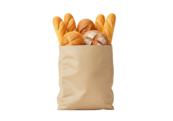 Isolated bread loaves in a paper bag ready for market a bakery purchase good eats