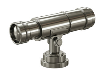 Isolated handheld telescope on a stand is used for sightseeing, astronomy, science or navigation