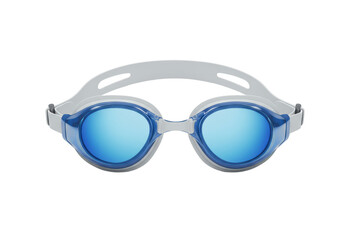 Isolated shiny blue swimming goggles, beach gear for outdoor pool swimming and water sports