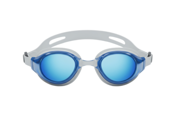 Isolated shiny blue swimming goggles, beach gear for outdoor pool swimming and water sports