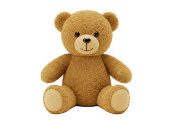 Isolated brown teddy bear toy sitting upright ready for a child to play with it happily