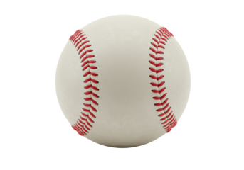 Isolated baseball with red stitching, athletic equipment for a team sport game, close-up view