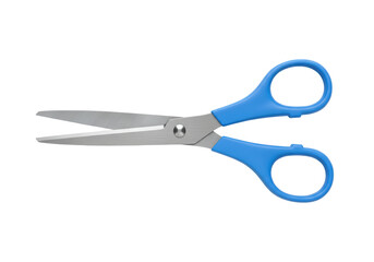 Isolated Blue and Steel Scissors for Arts Crafts School and Home Use Cutting Tool