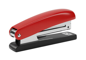 Isolated red stapler in office supply style for commercial print material and presentations