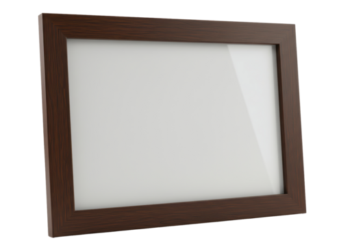 Isolated blank wooden picture frame for a photograph or art display, modern design