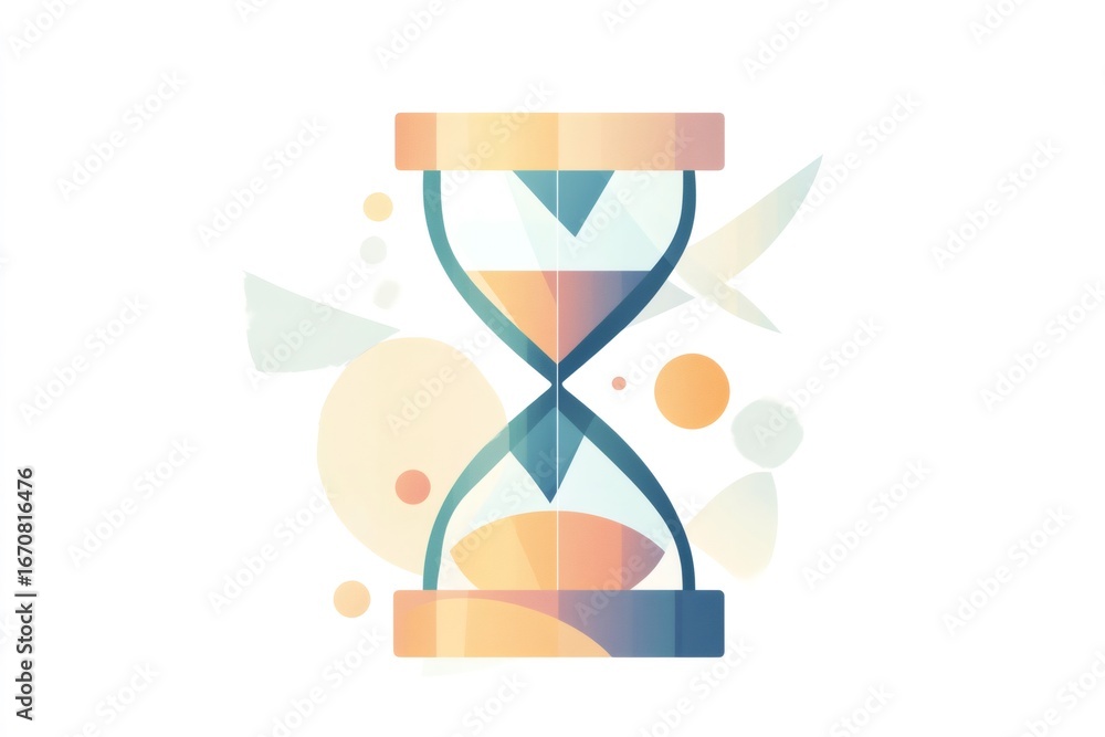 Poster sand flowing through an hourglass, symbolizing the passage of time in a minimalist and abstract styl