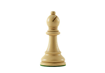Isolated Chess Bishop Game Piece Ivory Color, Wooden Pawn, Classic Sport, Strategy, Leisure