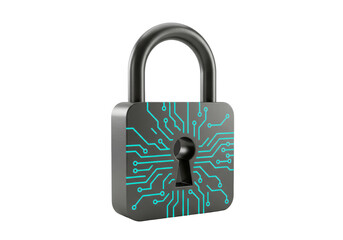 Isolated Digital Padlock Concept for Cybersecurity Protection and Encryption Lock Illustration