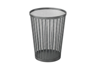 Isolated Metallic Trash Can, Silver Mesh Wastebasket for Office, Bin, Desk Organizer, Metal
