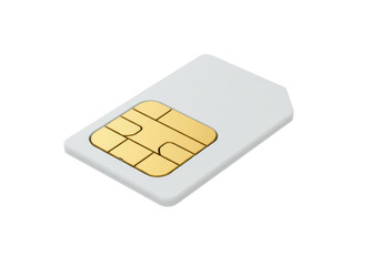 Isolated SIM card on light surface, wireless mobile communication technology, phone part