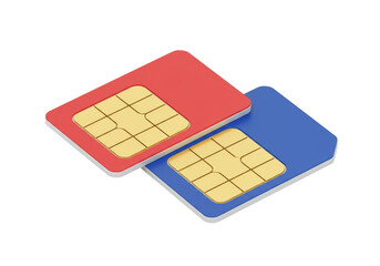 Isolated Red and Blue SIM Cards, Mobile Communication Device and Connectivity Technology