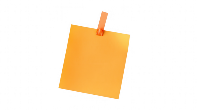 A bright orange sticky note is pinned to a wall showcasing its use for jotting down essential reminders tasks and ideas perfect for organization
