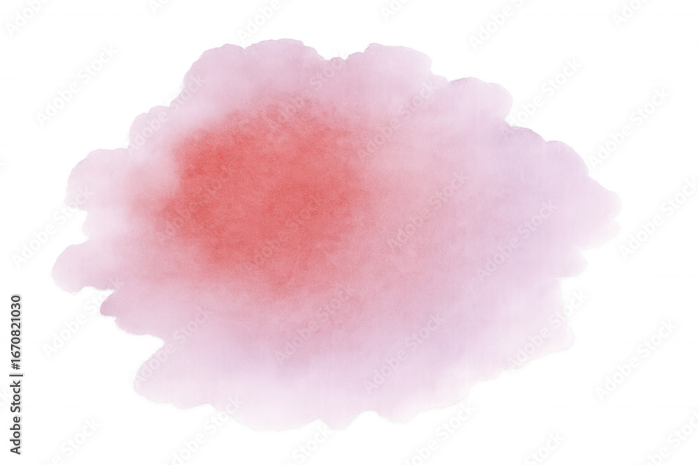 Poster pink and red watercolor stain creating an abstract shape, perfect for adding a touch of color to any