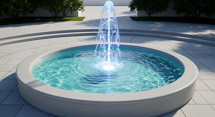 Elegant outdoor fountain with crystal clear water, perfect for luxury landscape design and serene architectural projects
