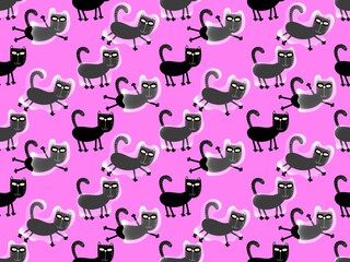 Halloween animals seamless cats ghost pattern for wrapping paper and fabrics and linens and kids clothes print