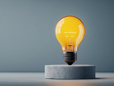 3D illustration of innovation with light bulb
