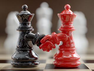 3D illustration of negotiation as a chessboard