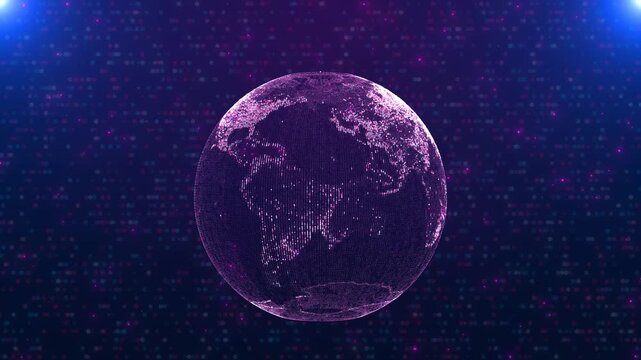Futuristic Digital Earth Globe Global Network And Data Visualization, A High Tech Art Piece Of A Glowing, Translucent World Map, Central Glowing Globe And A Dramatic, Pixelated Field With Futuristic