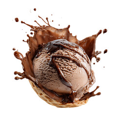 Chocolate Ice Cream Symphony isolated on transparent background