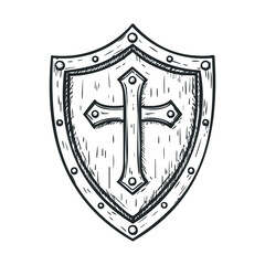 Classic shield design with cross symbol for medieval themes
