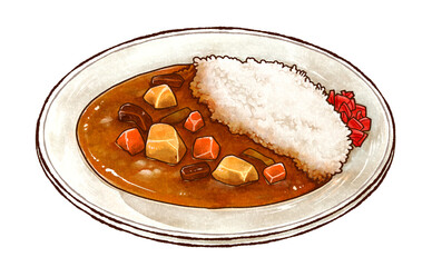 カレーライスの手描きイラスト