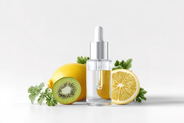Brightening Skincare Serum Featuring Fruit Acid Ingredients – White Clean Background