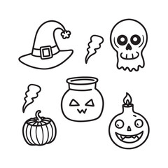 Halloween silhouette element Line art