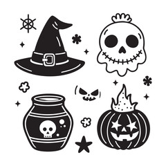 Halloween silhouette element vector set file