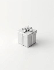 Obraz premium Minimalist White Gift Box with Silver Ribbon: Elegant, Simple, and Modern Design.