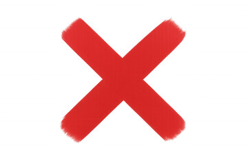 Red cross symbol signaling rejection, error, or incorrect response, floating against transparent backdrop