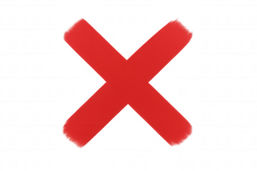 Red cross symbol signaling rejection, error, or incorrect response, floating against transparent backdrop