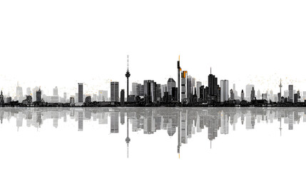 Fototapeta premium City Skyline – Modern Urban Silhouette Isolated on White Background