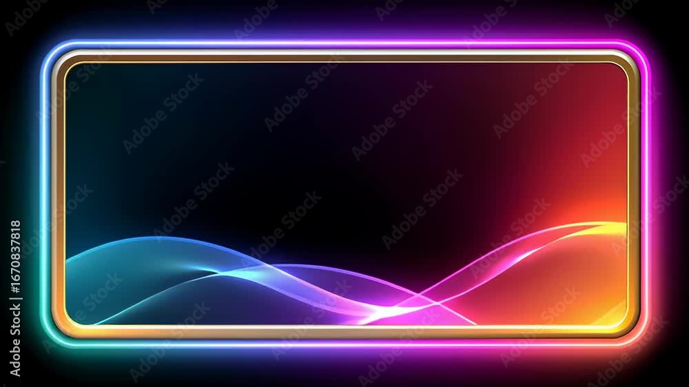 Poster rainbow avatar frame glows with vibrant light waves in bright colors. dynamic design creates a capti