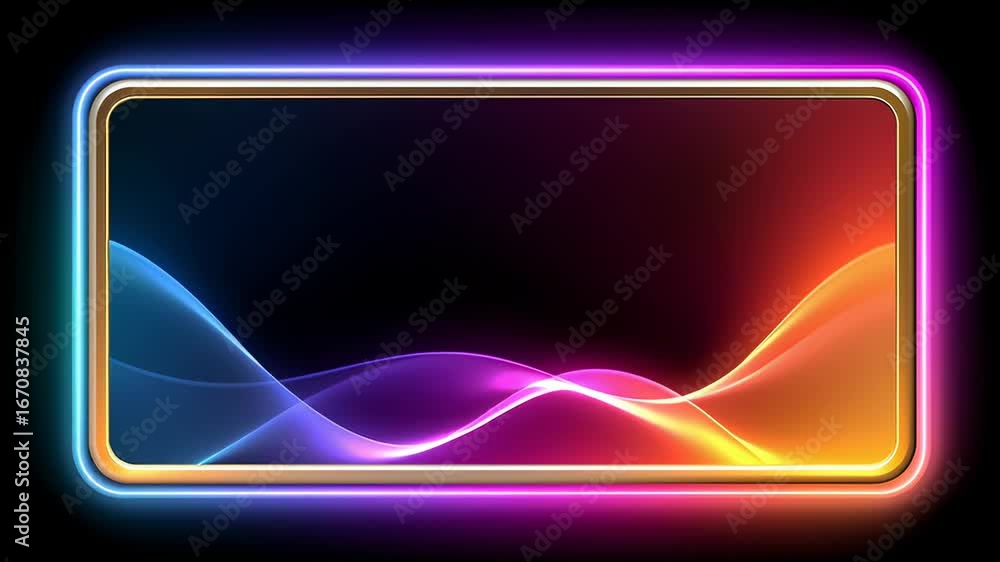 Poster colorful avatar frame glowing with rainbow shades. soft light waves create dynamic background
