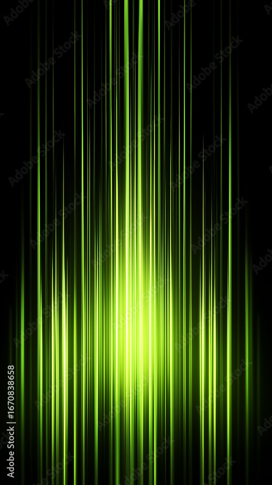 Poster green vertical lines creating a matrix effect on black background