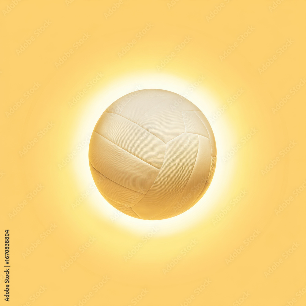 Poster volleyball is centered against bright yellow background, creating vibrant and energetic atmosphere. 