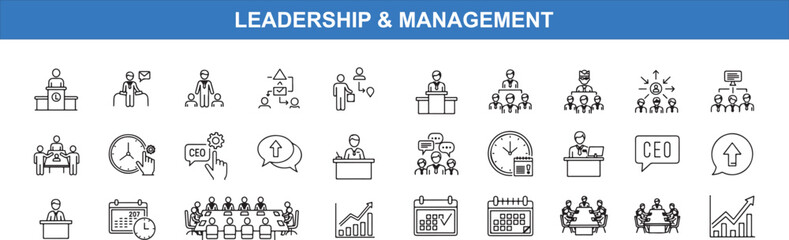 Leadership and management icon set vector illustration collection of business symbol, concept element, graphic design, and communication sign