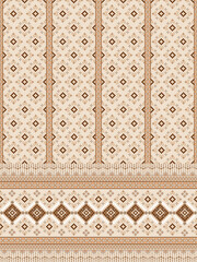 Traditional Brown and Beige Ornamental Textile Design