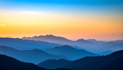 Obraz premium Sunset over layered mountains. (5)