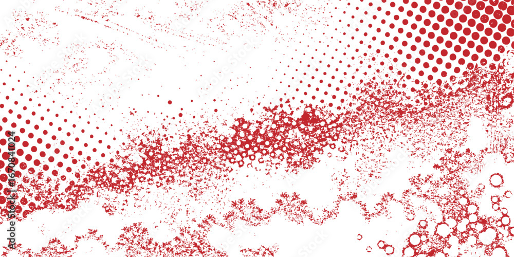 Poster abstract red and white textured pattern with grunge elements dotted grids and organic shapes texture