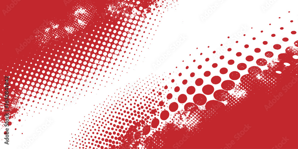 Poster abstract red and white textured pattern with grunge elements dotted grids and organic shapes texture
