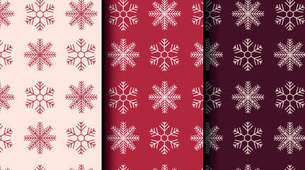 Bundle of Christmas seamless vector patterns with holiday icons. Three color palettes perfect for wrapping, invitations, and seasonal projects.