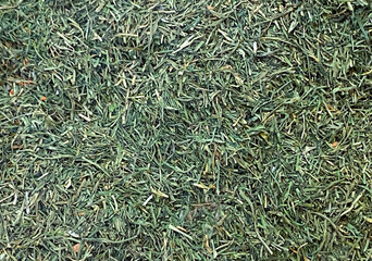 Organic dried thyme aromatic herb condiment texture background. Top view, flat lay.Food, healthy lifestyle, popular spices concept. 