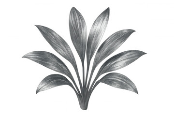 Silver tropical leaves arranged in a fan shape creating a lush, natural design element, perfect for adding a touch of elegance to projects with transparent background
