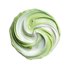 Obraz premium Swirled Green and White Cream Texture isolated on transparent background