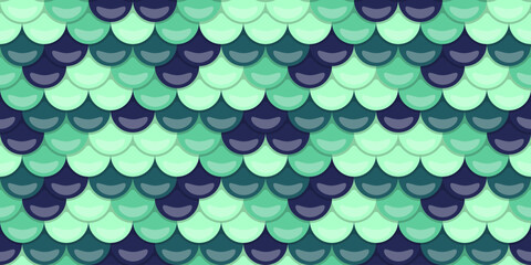Seamless mermaid scales pattern.  Elegant teal and purple hues create a magical, whimsical texture ideal for backgrounds, fabrics, or decorative designs.